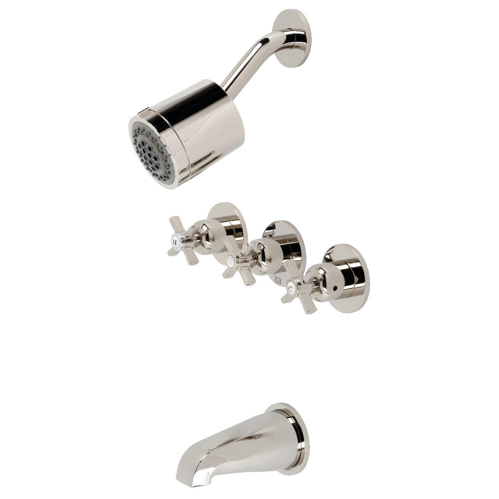 Kingston Brass KBX8136ZX Millennium Triple-Handle Tub and Shower Faucet, Polished Nickel