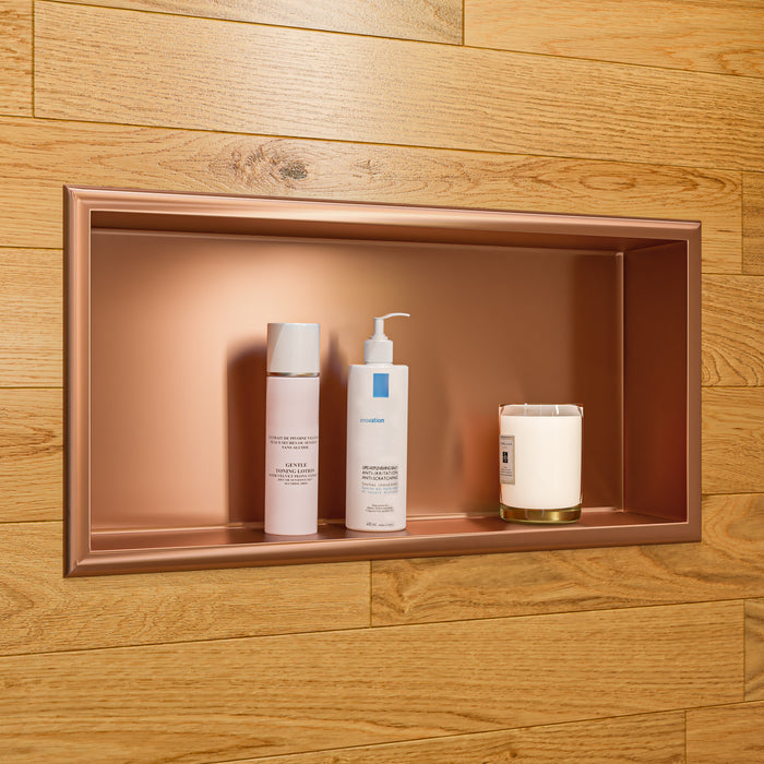 ALFI ABNP2412-BC 24" x 12" Brushed Copper PVD Stainless Steel Horizontal Single Shelf Shower Niche