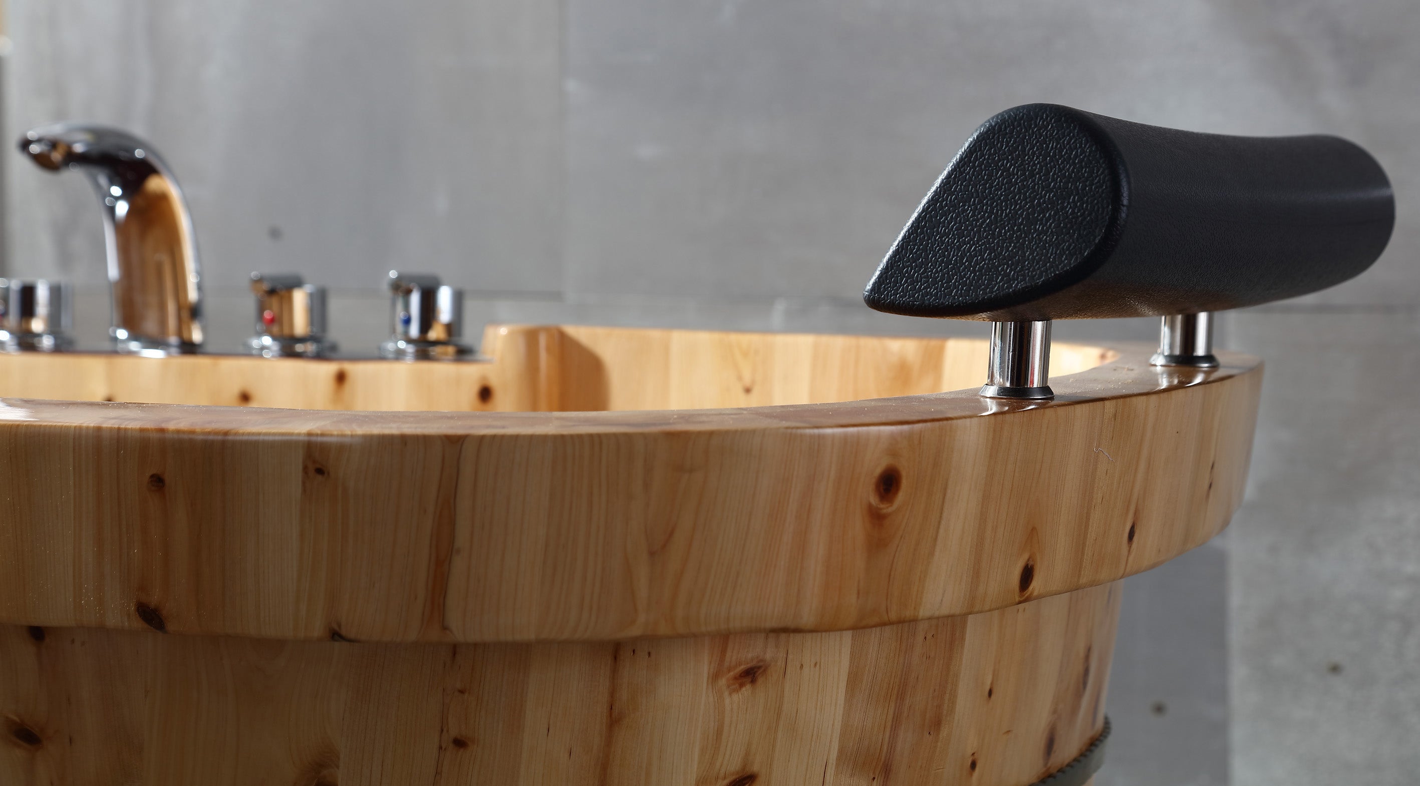 ALFI AB1130 65" 2 Person Free Standing Cedar Wooden Bathtub with Fixtures & Headrests