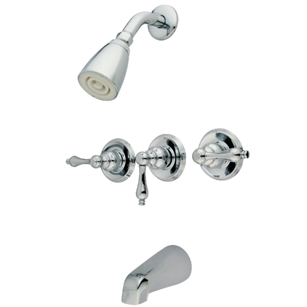 Kingston Brass KB231AL Victorian Triple-Handle Tub and Shower Faucet, Polished Chrome