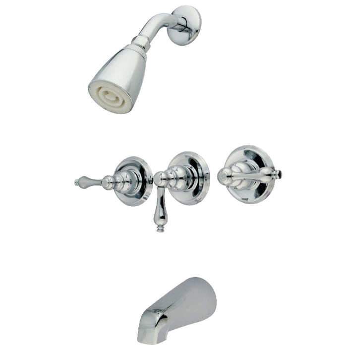 Kingston Brass KB231AL Victorian Triple-Handle Tub and Shower Faucet, Polished Chrome