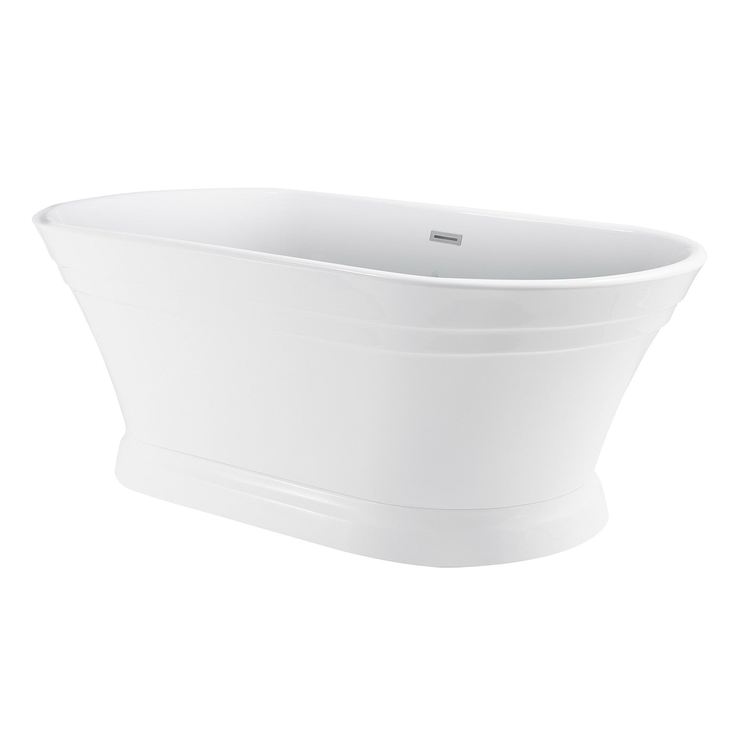 Kingston Brass VTOV673124 67" Acrylic Oval Double Ended Pedestal Tub with Drain (No Faucet Drillings), Glossy White