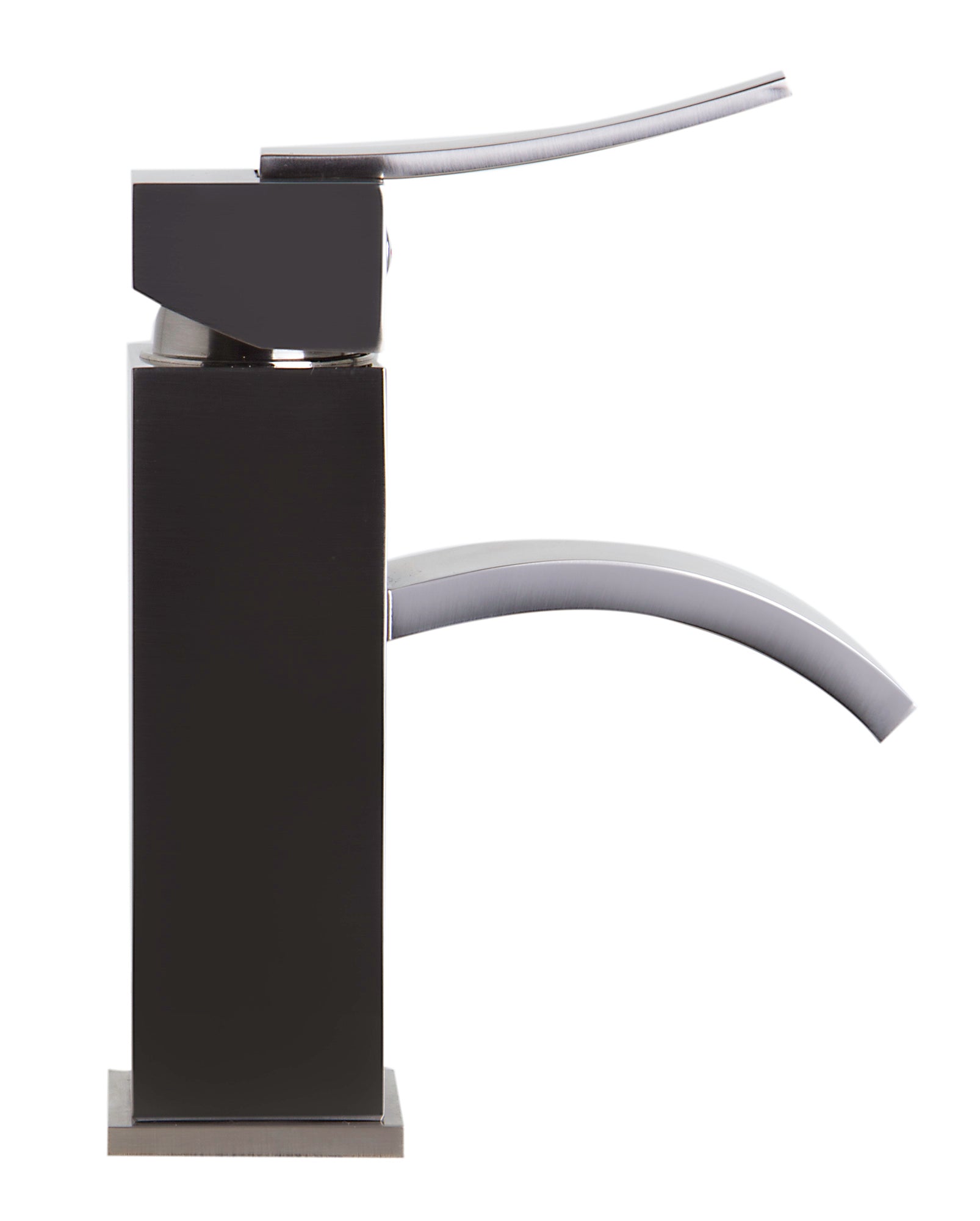 ALFI AB1258-BN Brushed Nickel Square Body Curved Spout Single Lever Bathroom Faucet