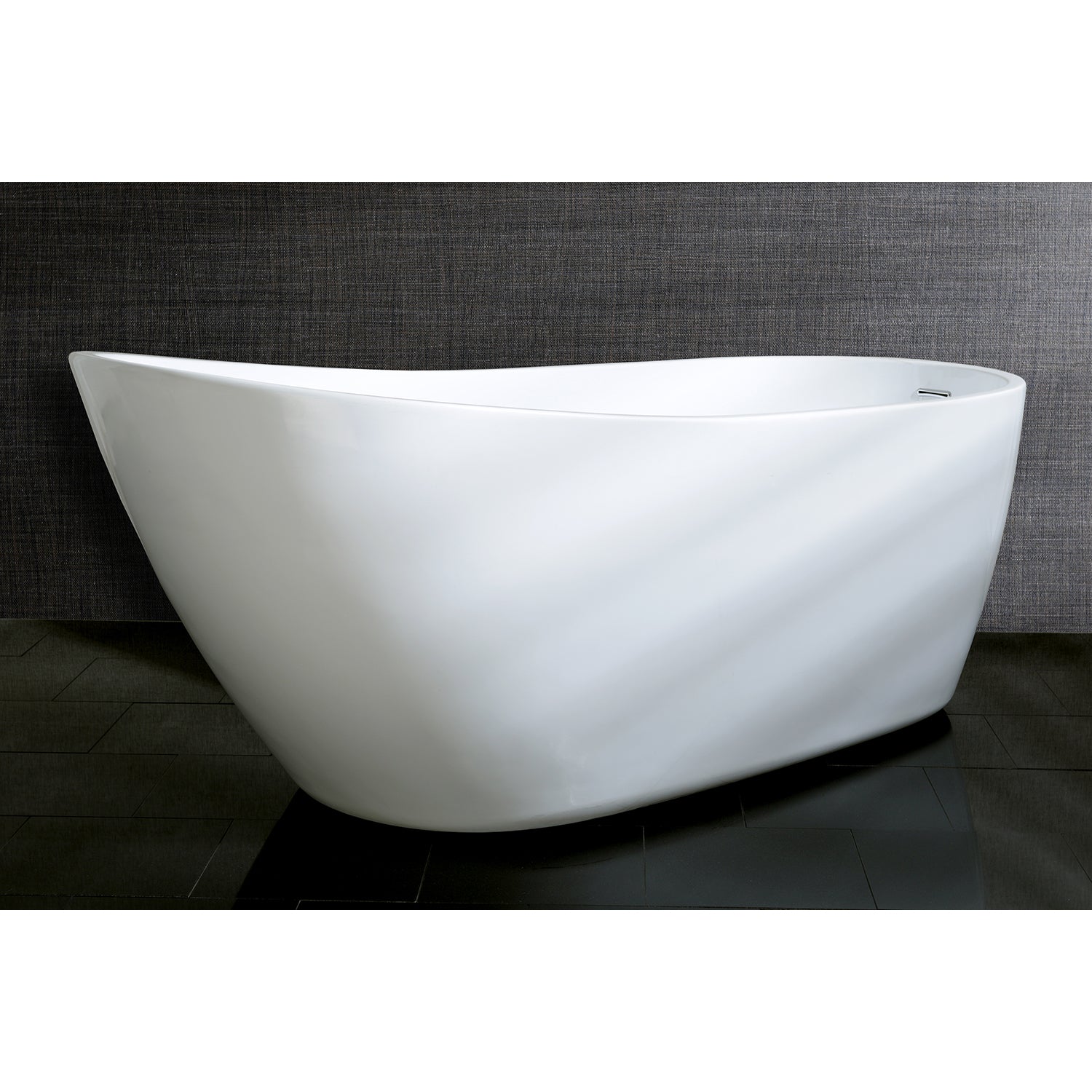 Kingston Brass VTRS592928 59" Acrylic Oval Single Slipper Freestanding Tub with Drain, Glossy White