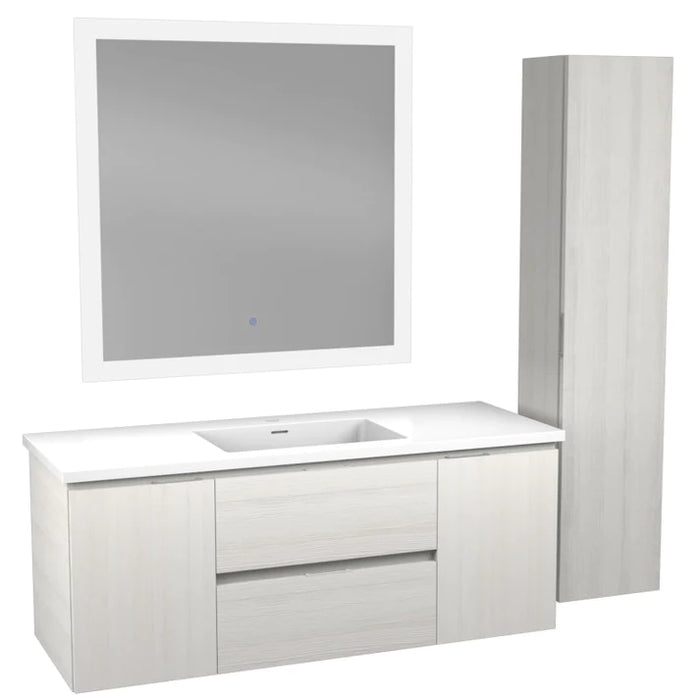 ANZZI 48 in. W x 20 in. H x 18 in. D Bath Vanity Set in Rich White with Vanity Top in White with White Basin and LED Mirror