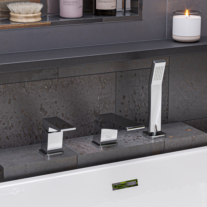 ALFI AB2464-PC Polished Chrome Deck Mounted 3 Hole Tub Filler & Shower Head