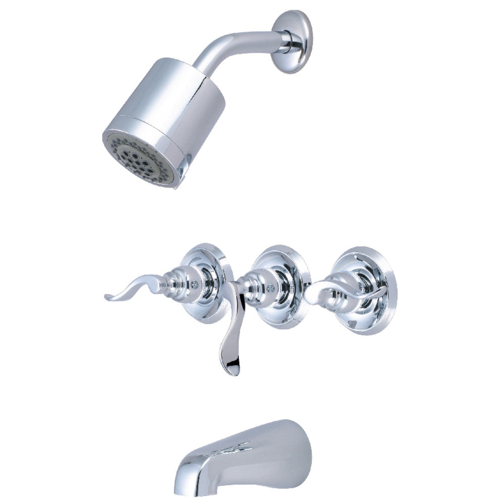 Kingston Brass KB8231NFL NuWave French Triple-Handle Tub and Shower Faucet, Polished Chrome