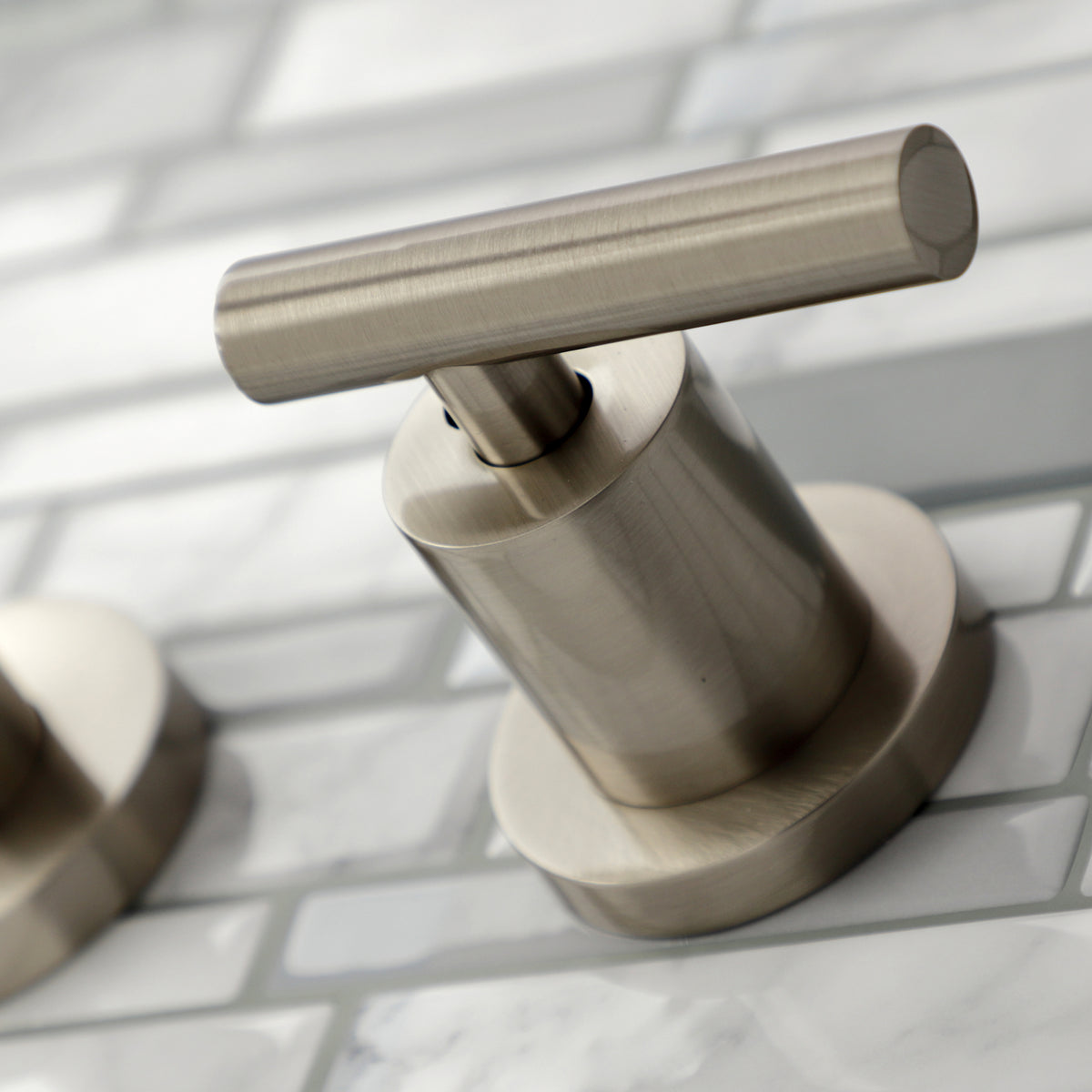Kingston Brass KS8028CML Manhattan Two-Handle Wall Mount Roman Tub Faucet, Brushed Nickel
