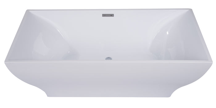 ALFI AB8840 67 inch White Rectangular Acrylic Free Standing Soaking Bathtub