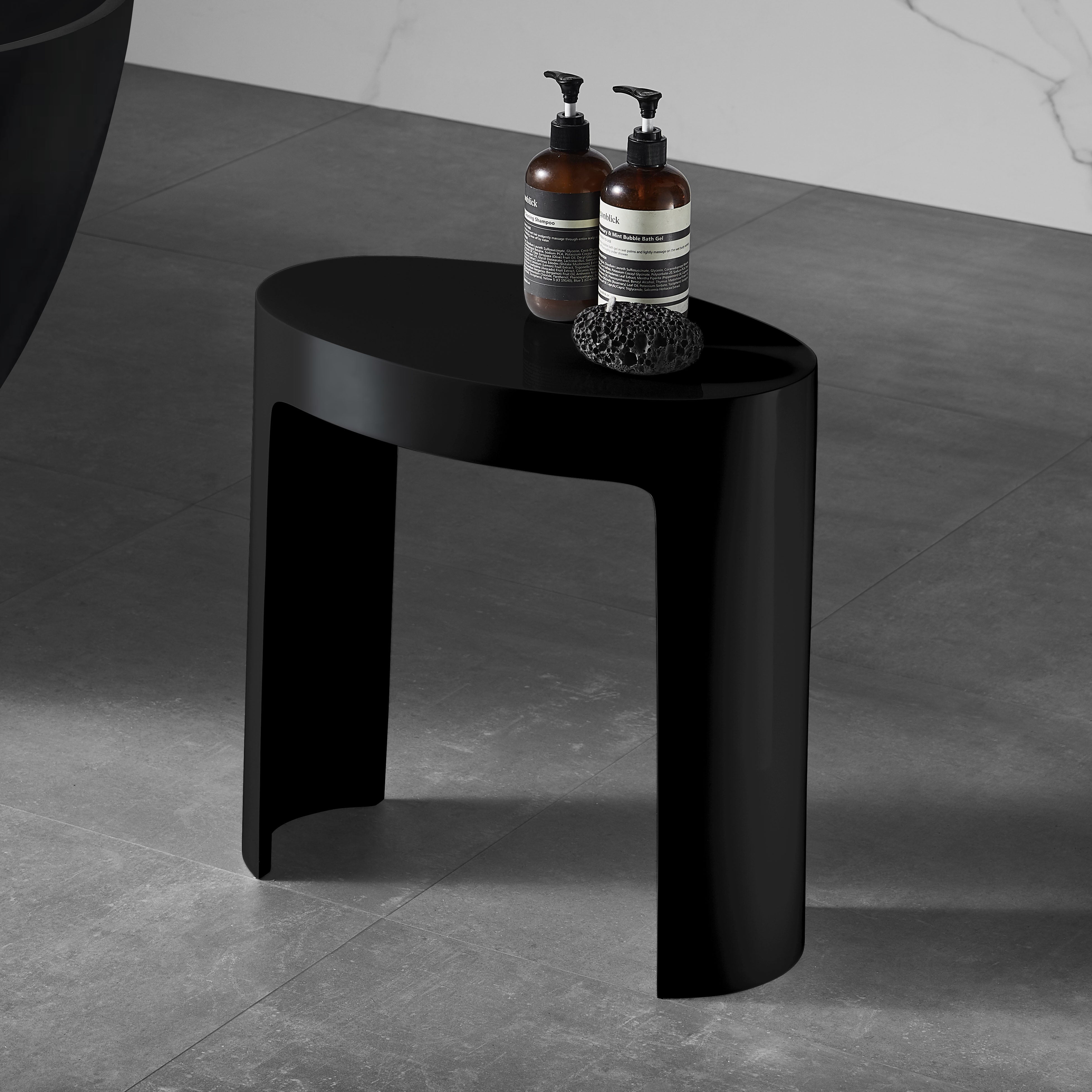 ALFI ABST66BM Black Matte Solid Surface Resin Bathroom / Shower Stool