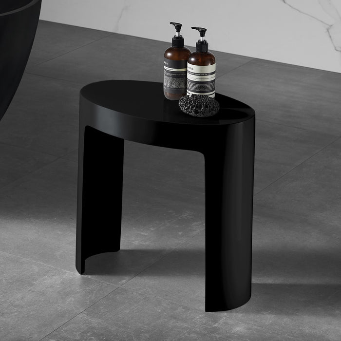 ALFI ABST66BM Black Matte Solid Surface Resin Bathroom / Shower Stool