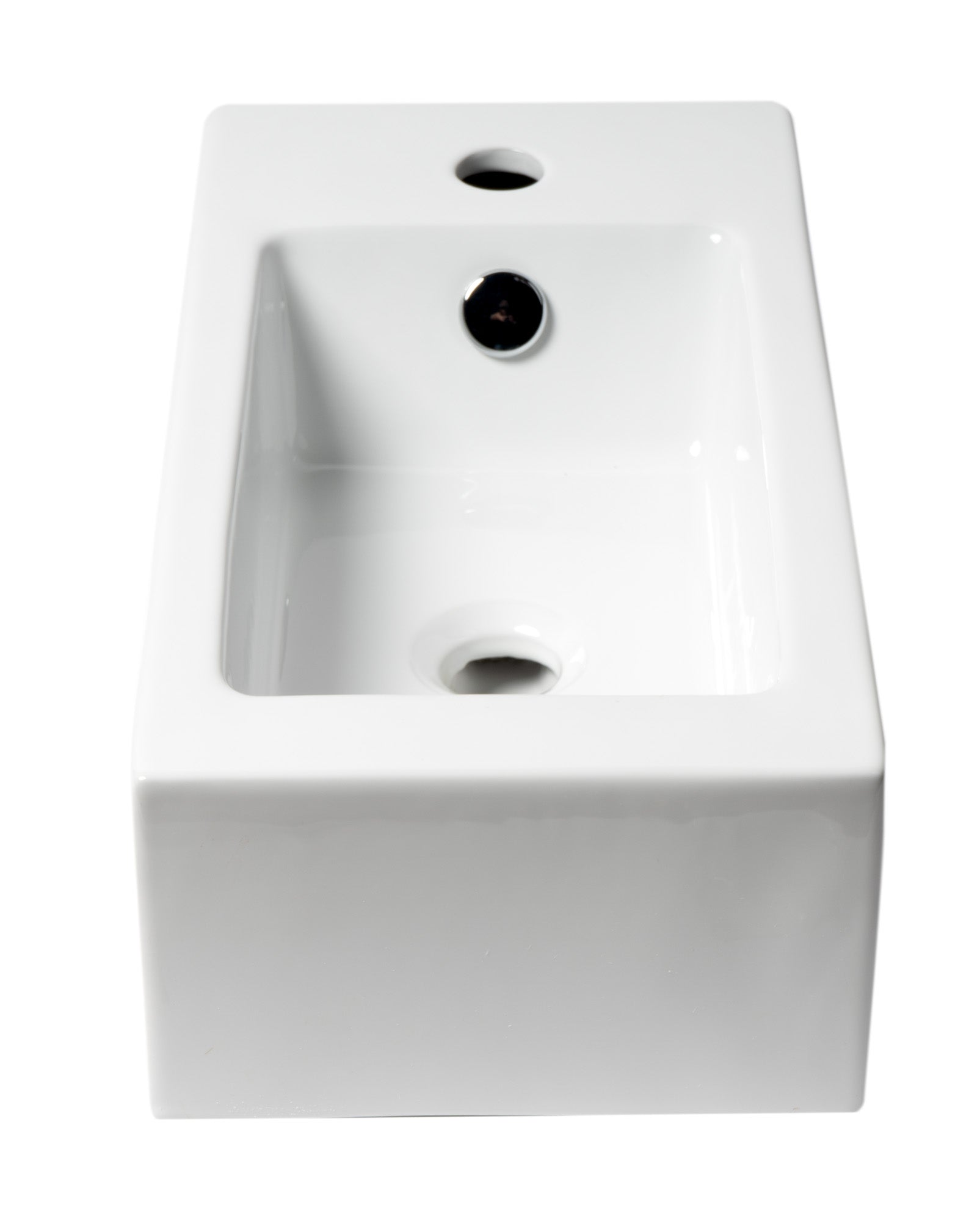 ALFI ABC116 White 20" Small Rectangular Wall Mounted Ceramic Sink with Faucet Hole