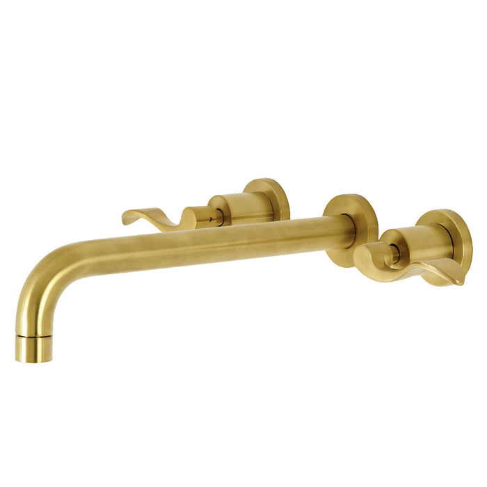 Kingston Brass KS8057DFL NuWave Two-Handle Wall Mount Roman Tub Faucet, Brushed Brass