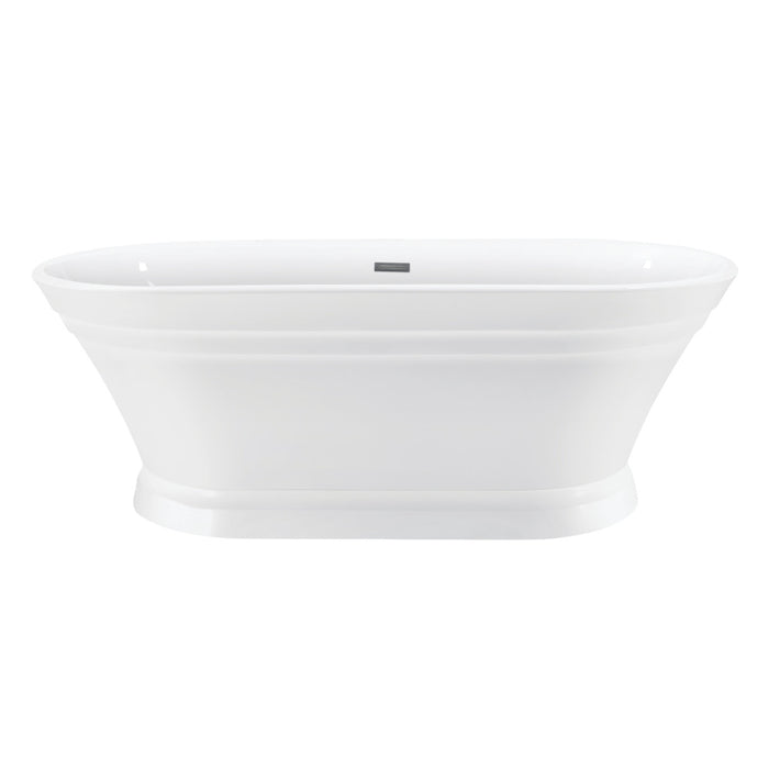 Kingston Brass VTOV673124 67" Acrylic Oval Double Ended Pedestal Tub with Drain (No Faucet Drillings), Glossy White