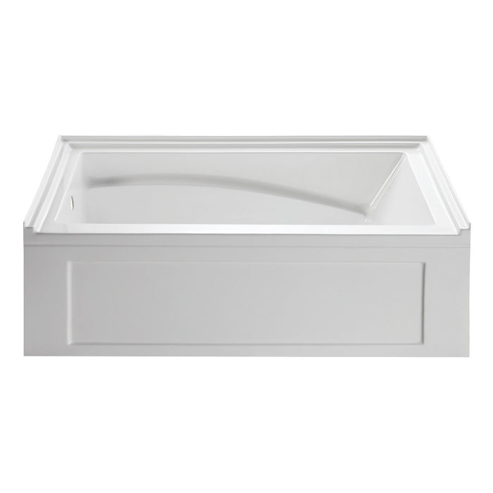 Aqua Eden VTAM6032L22B 60" Acrylic Rectangular 3-Wall Alcove Tub with Armrest and Anti-Skid Surface, Left Hand Drain, Glossy White