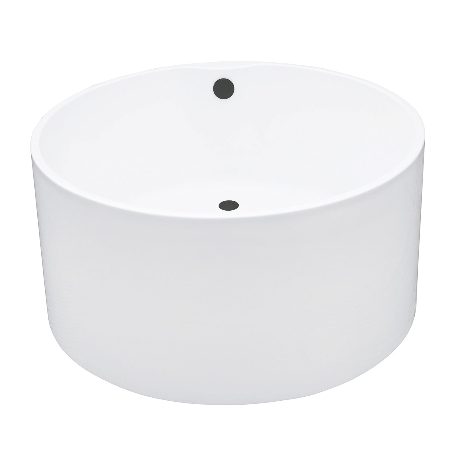 Kingston Brass VTRO454523M0 45" Acrylic Round Double Ended Freestanding Tub with Overflow/Drain Assembly, Glossy White/Matte Black