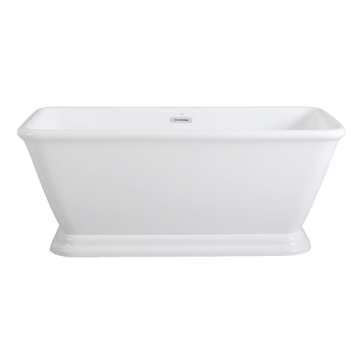 Aqua Eden VTSQ602824 60" Acrylic Oval Rectangular Double Ended Pedestal Tub with Drain (No Faucet Drillings), Glossy White