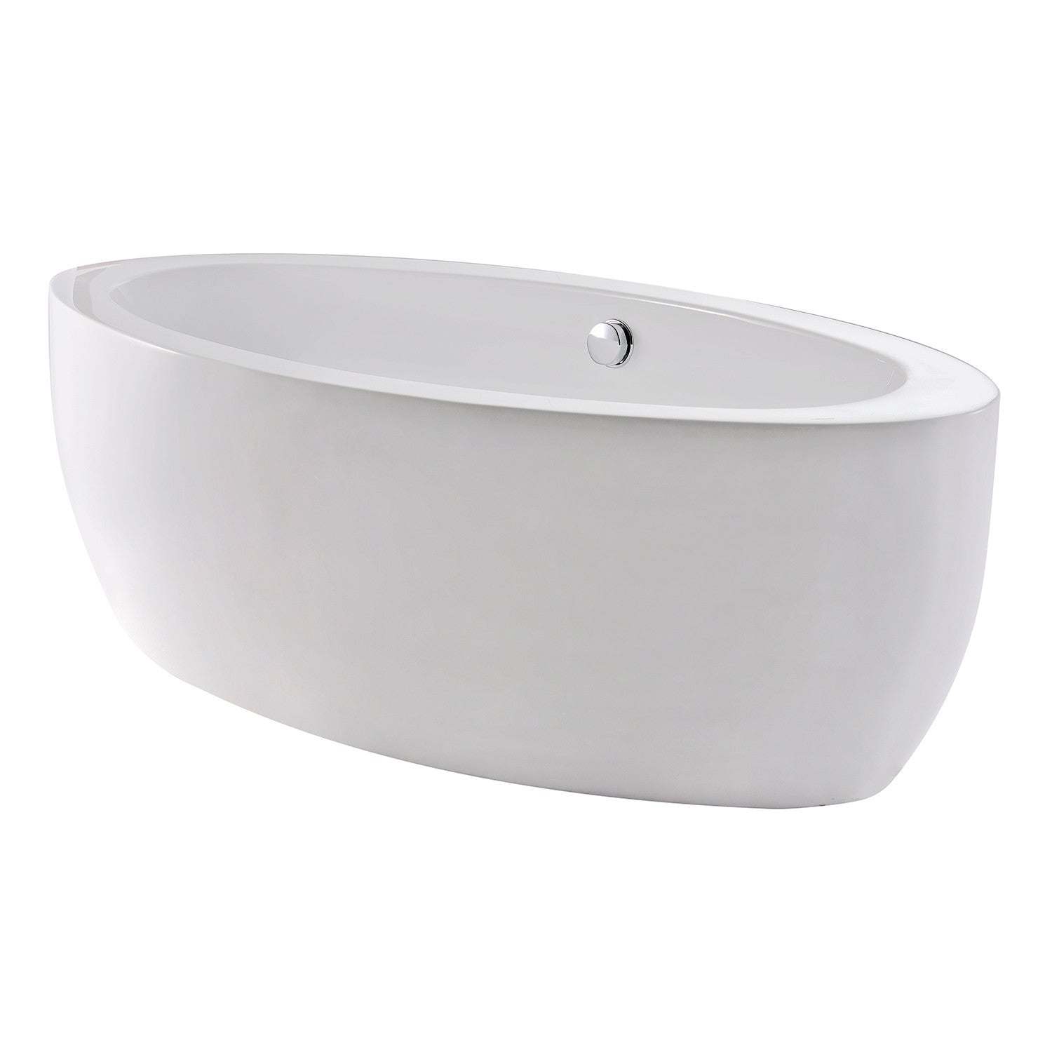Kingston Brass VTOV733623JN 72" Acrylic Oval Double Ended Freestanding Tub with Drain, Glossy White