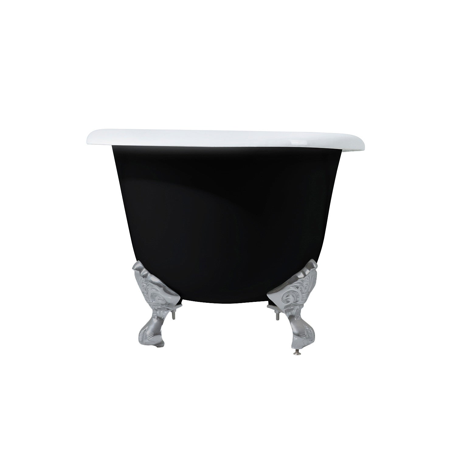 Aqua Eden VBT7D663013NB8 66" Cast Iron Oval Double Ended Clawfoot Tub (7" Faucet Drillings), Black/White/Brushed Nickel