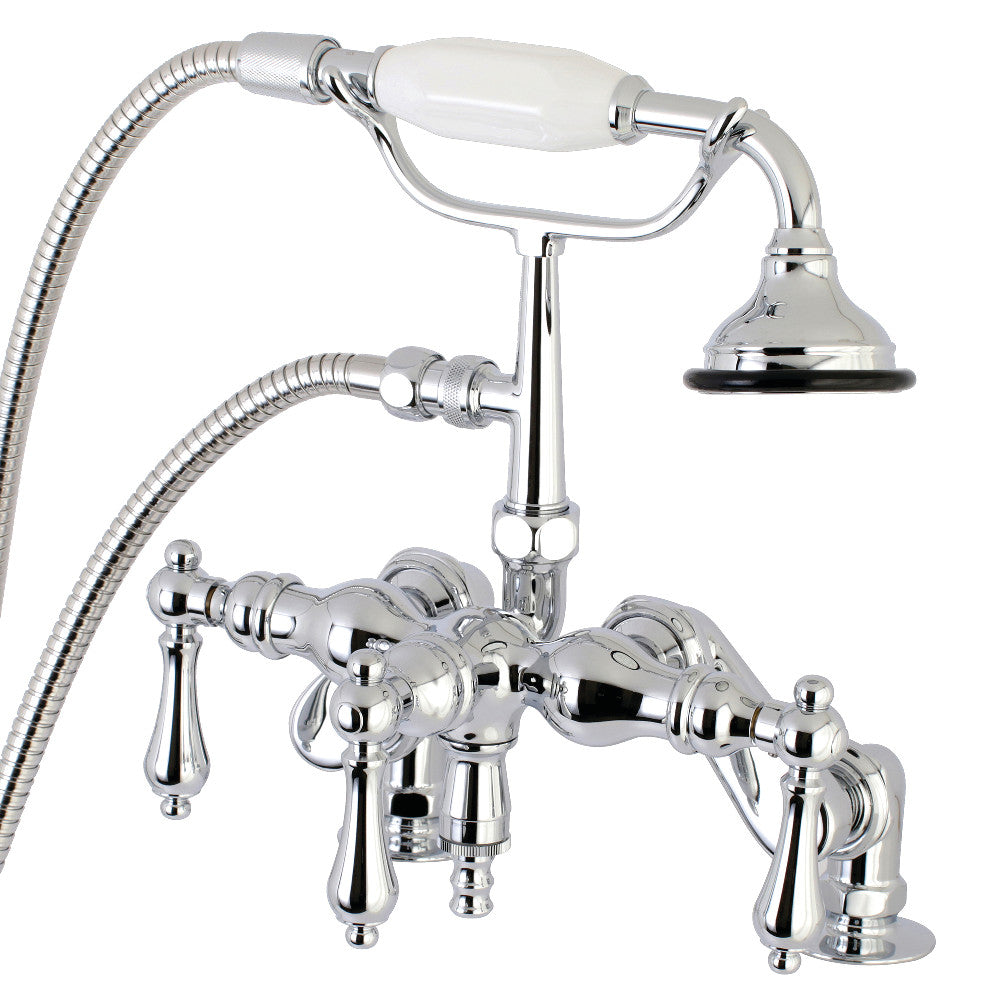 Kingston Brass AE620T1 Vintage 3-3/8" Adjustable Center Deck-Mount Clawfoot Tub Faucet with Hand Shower, Polished Chrome