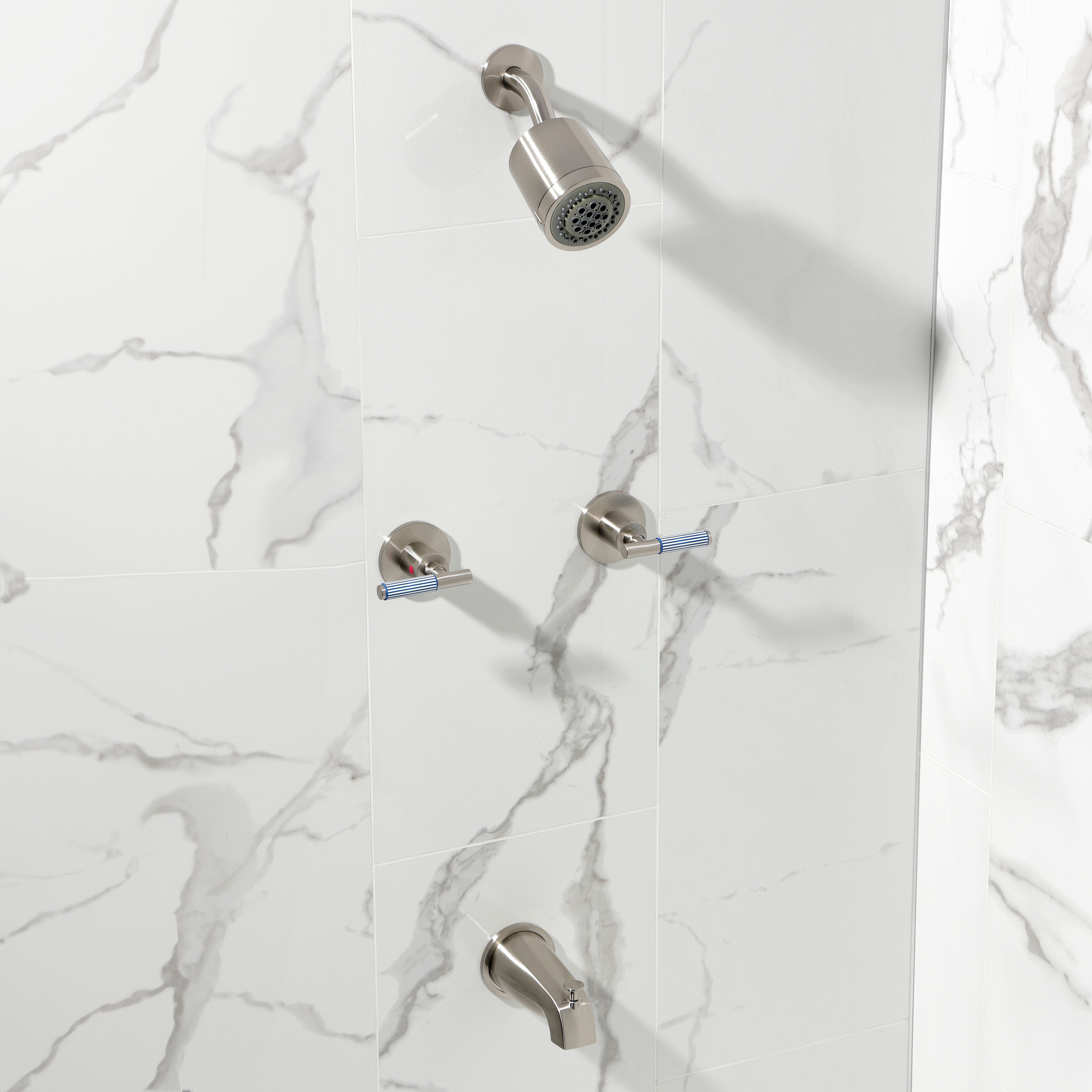 Kingston Brass KBX8148KPS Verona Double-Handle Tub and Shower Faucet, Brushed Nickel