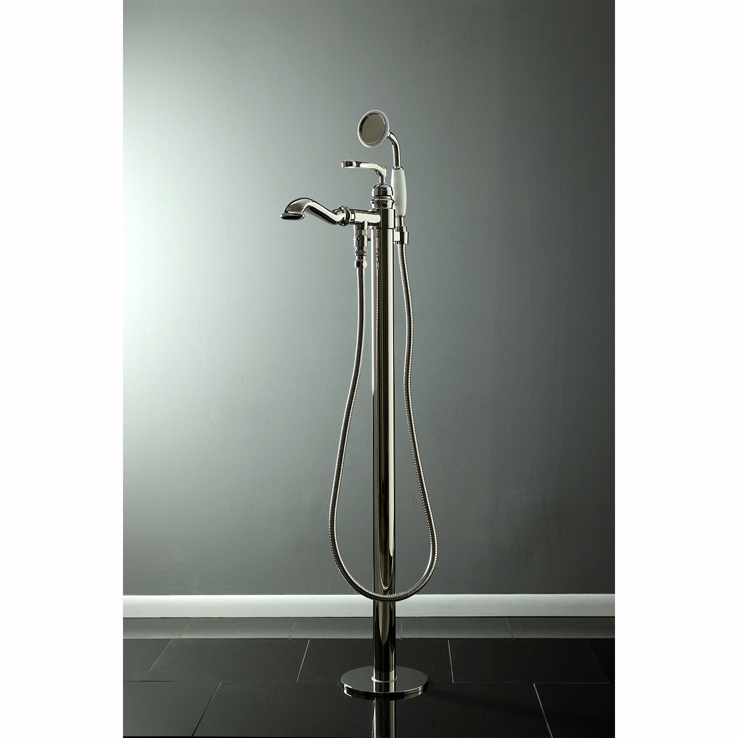 Kingston Brass KS7016RL Royale Freestanding Tub Faucet with Hand Shower, Polished Nickel