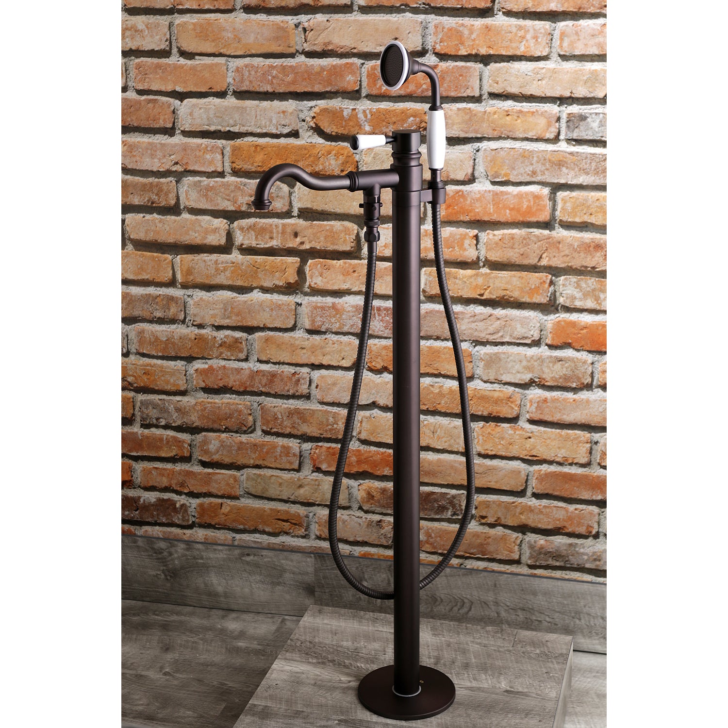 Kingston Brass KS7135DPL Paris Freestanding Tub Faucet with Hand Shower, Oil Rubbed Bronze