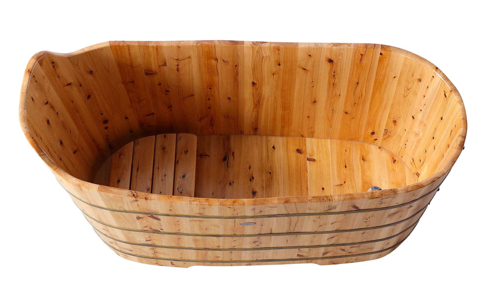 ALFI AB1103 59" Free Standing Cedar Wood Bathtub with Bench