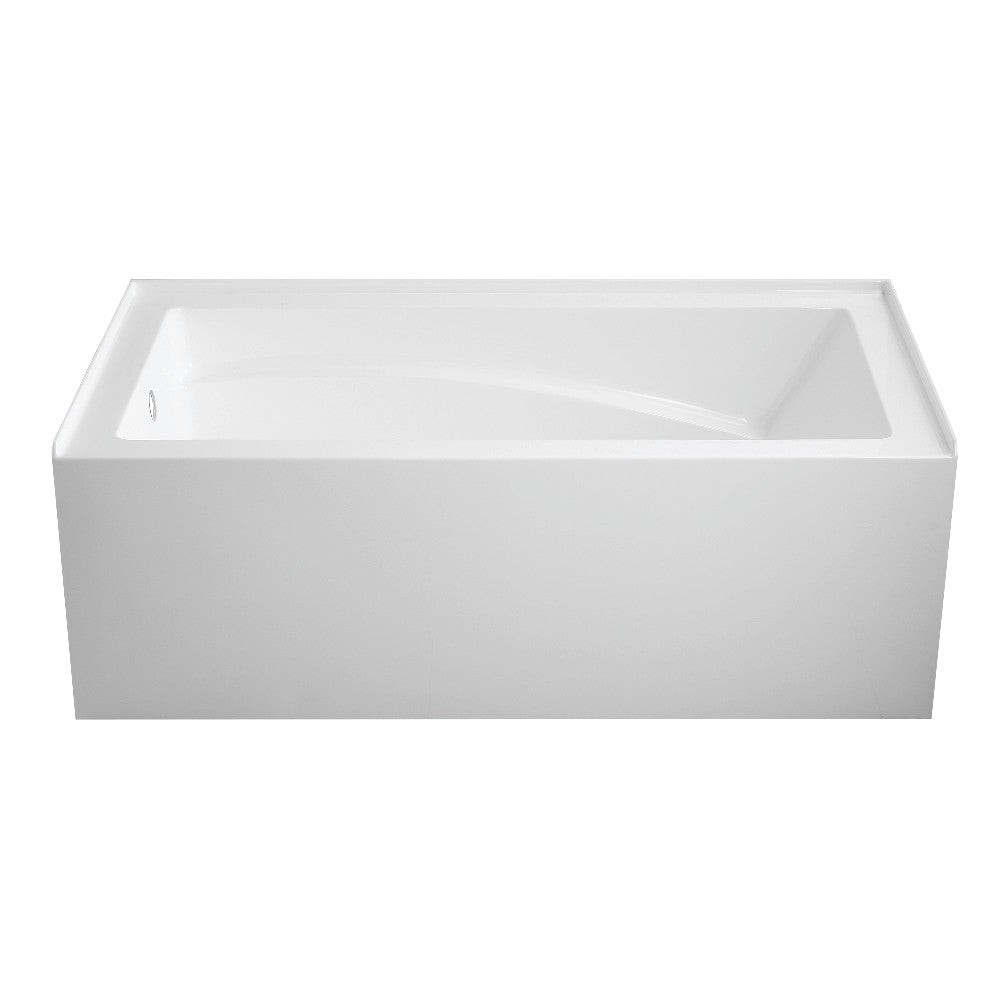 Aqua Eden VTAM6032L22D 60" Acrylic Rectangular 3-Wall Alcove Tub with Armrest and Anti-Skid Surface, Left Hand Drain, Glossy White