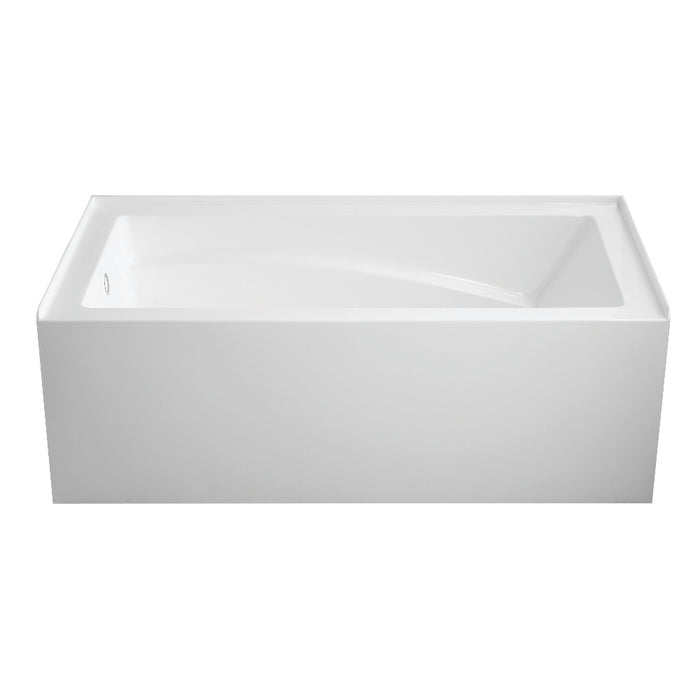 Aqua Eden VTAM6032L22D 60" Acrylic Rectangular 3-Wall Alcove Tub with Armrest and Anti-Skid Surface, Left Hand Drain, Glossy White