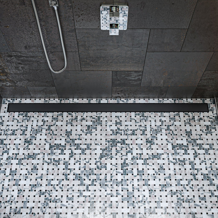 ALFI ABLD59B-BM 59" Black Matte Stainless Steel Linear Shower Drain with Solid Cover