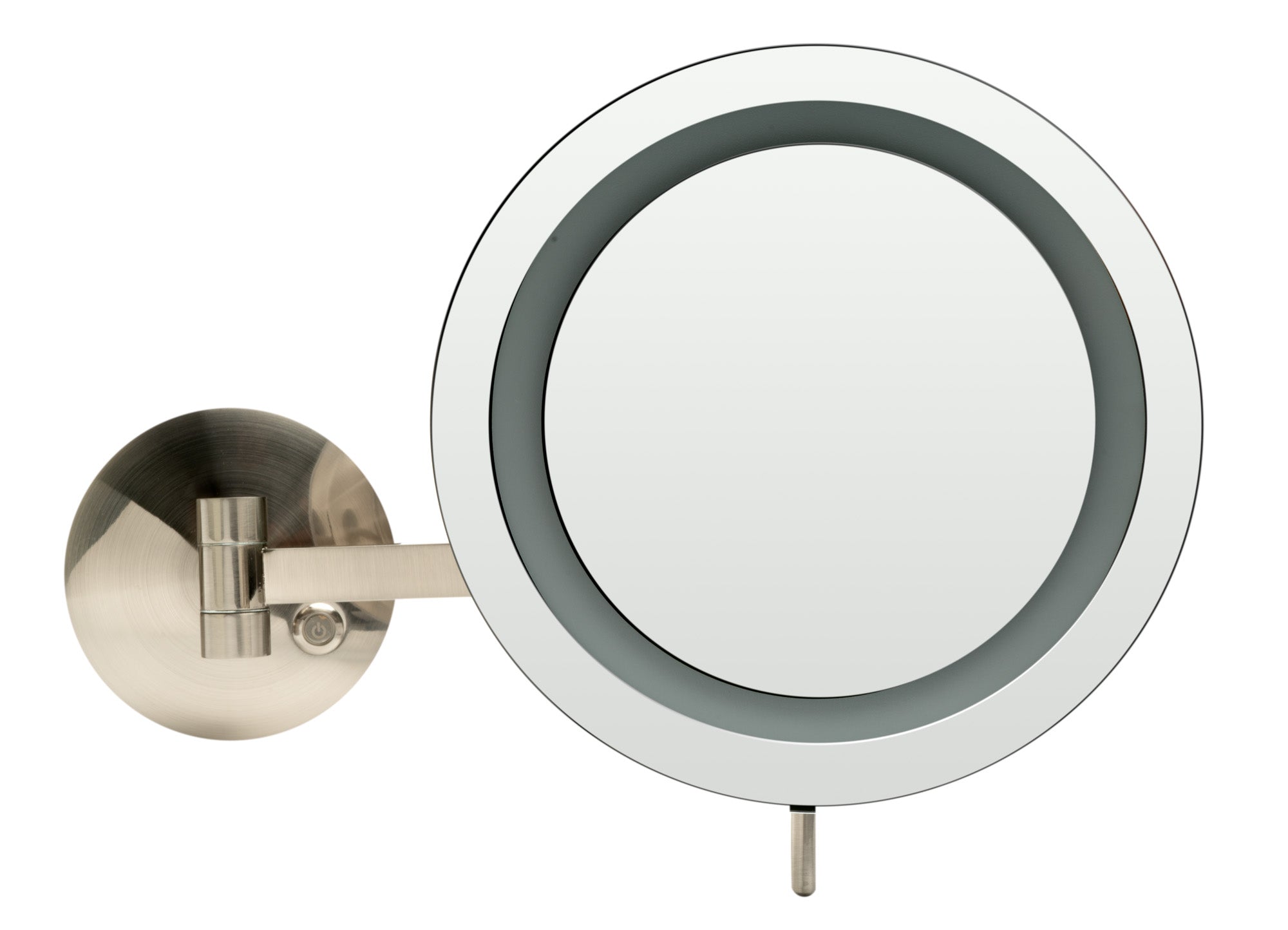 ALFI ABM9WLED-BN Brushed Nickel Wall Mount Round 9" 5x Magnifying Cosmetic Mirror with Light