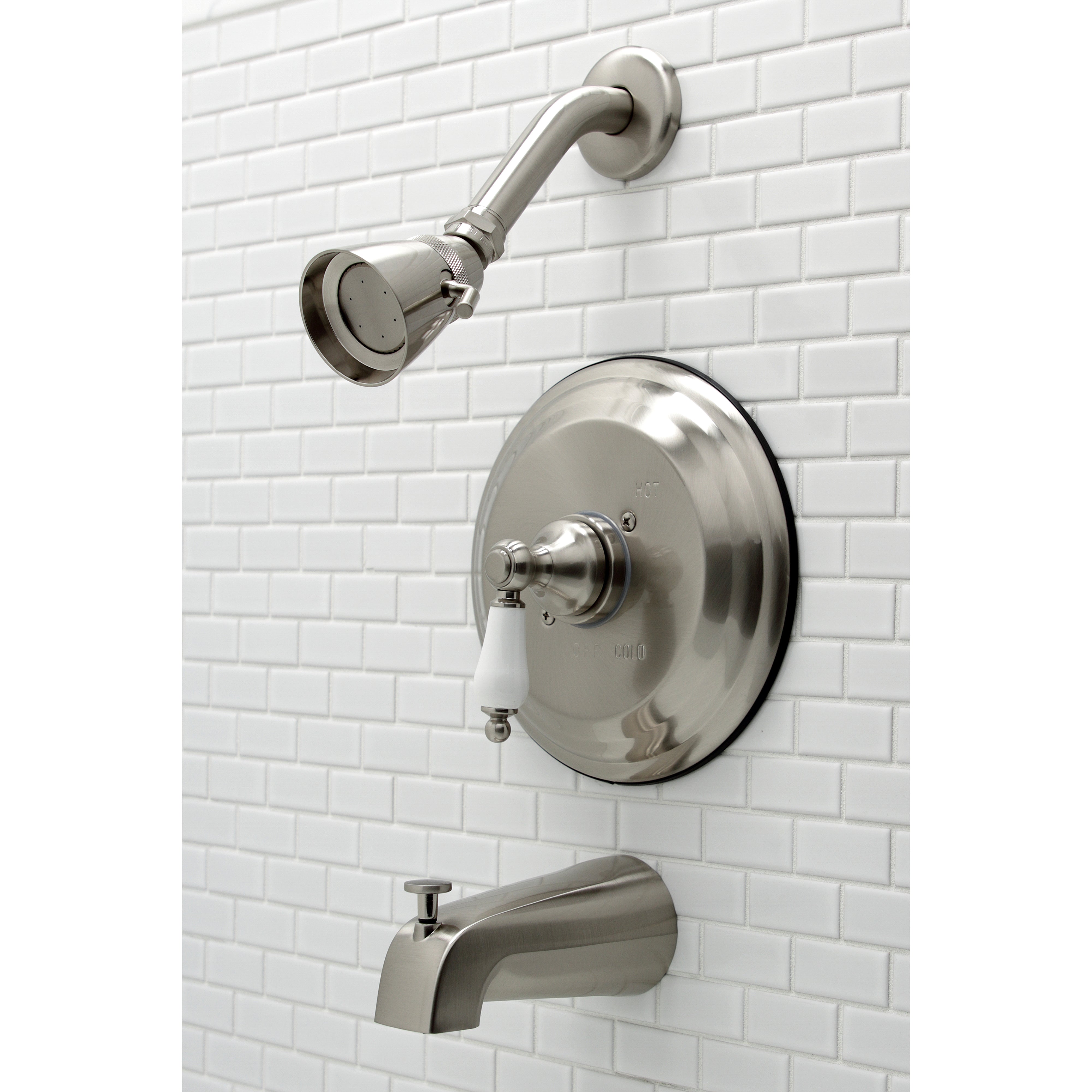 Kingston Brass KB3638PL Restoration Single-Handle Pressure Balanced Tub and Shower Faucet, Brushed Nickel