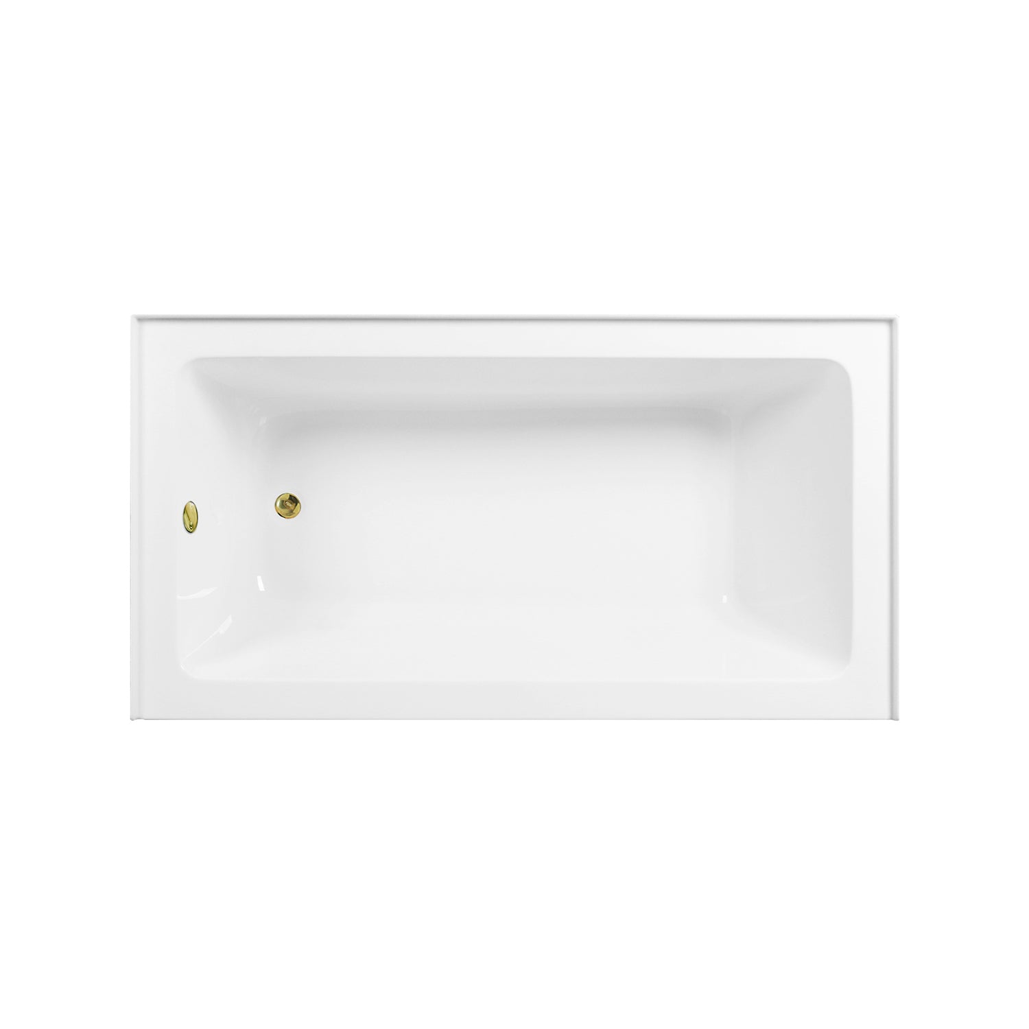 Aqua Eden CVTAP603222L2 60" Acrylic Rectangular 3-Wall Alcove Tub Combo with Waste and Overflow Drain (Left Hand Drain), Glossy White/Polished Brass
