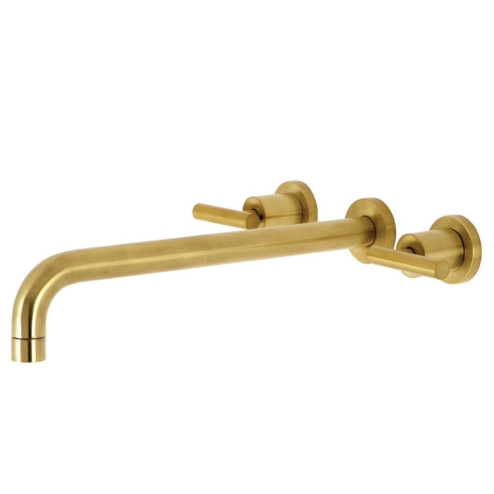 Kingston Brass KS8047CML Manhattan Two-Handle Wall Mount Roman Tub Faucet, Brushed Brass