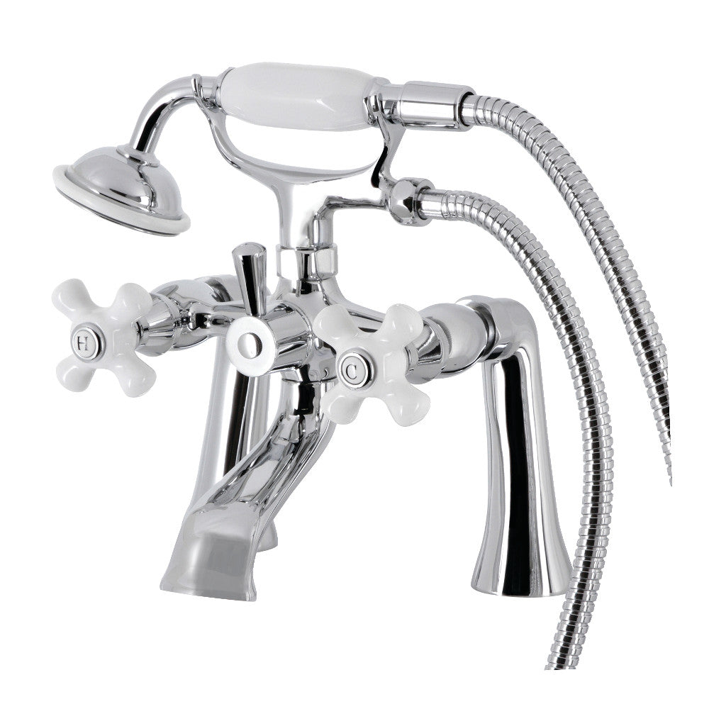 Kingston Brass KS268PXC Kingston 7" Center Deck-Mount Clawfoot Tub Faucet with Hand Shower, Polished Chrome