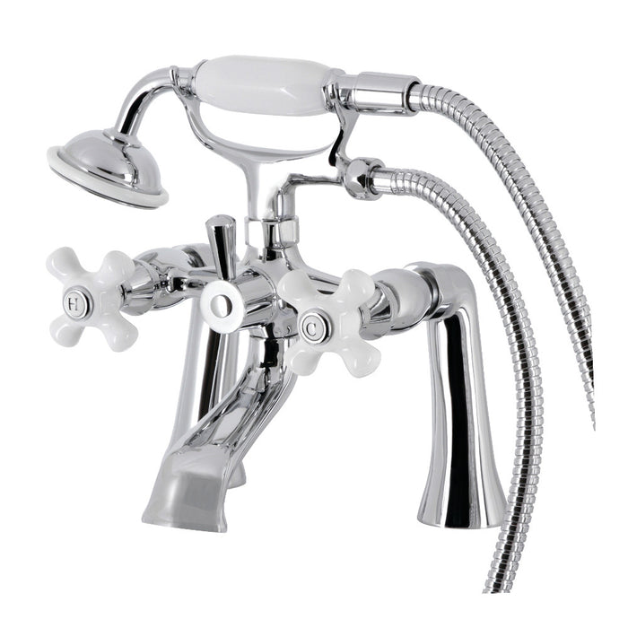Kingston Brass KS268PXC Kingston 7" Center Deck-Mount Clawfoot Tub Faucet with Hand Shower, Polished Chrome