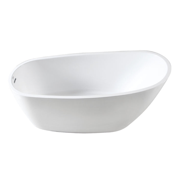 Kingston Brass VTRS723228 72" Acrylic Oval Single Slipper Freestanding Tub with Drain, Glossy White