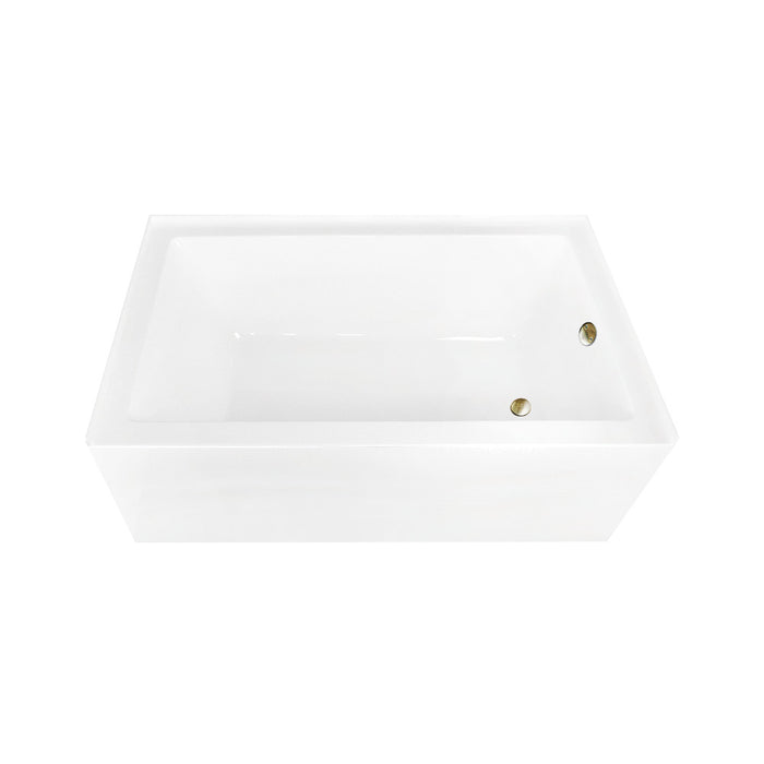 Aqua Eden CVTAP603622R3 60" Acrylic Rectangular 3-Wall Alcove Tub Combo with Waste and Overflow Drain (Right Hand Drain), Glossy White/Antique Brass