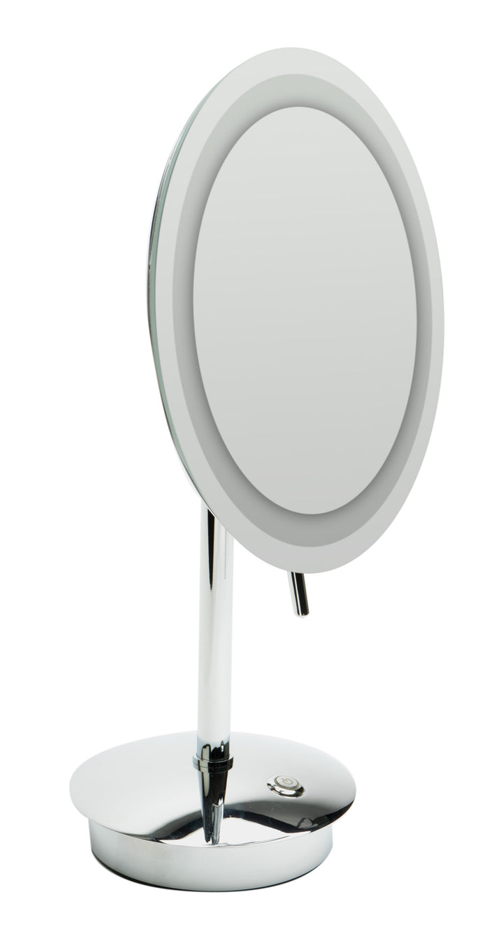 ALFI ABM9FLED-PC Polished Chrome Tabletop Round 9" 5x Magnifying Cosmetic Mirror with Light
