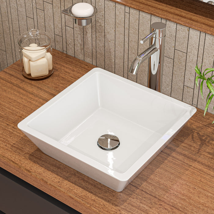 ALFI ABC912 White 17" Square Above Mount Ceramic Sink