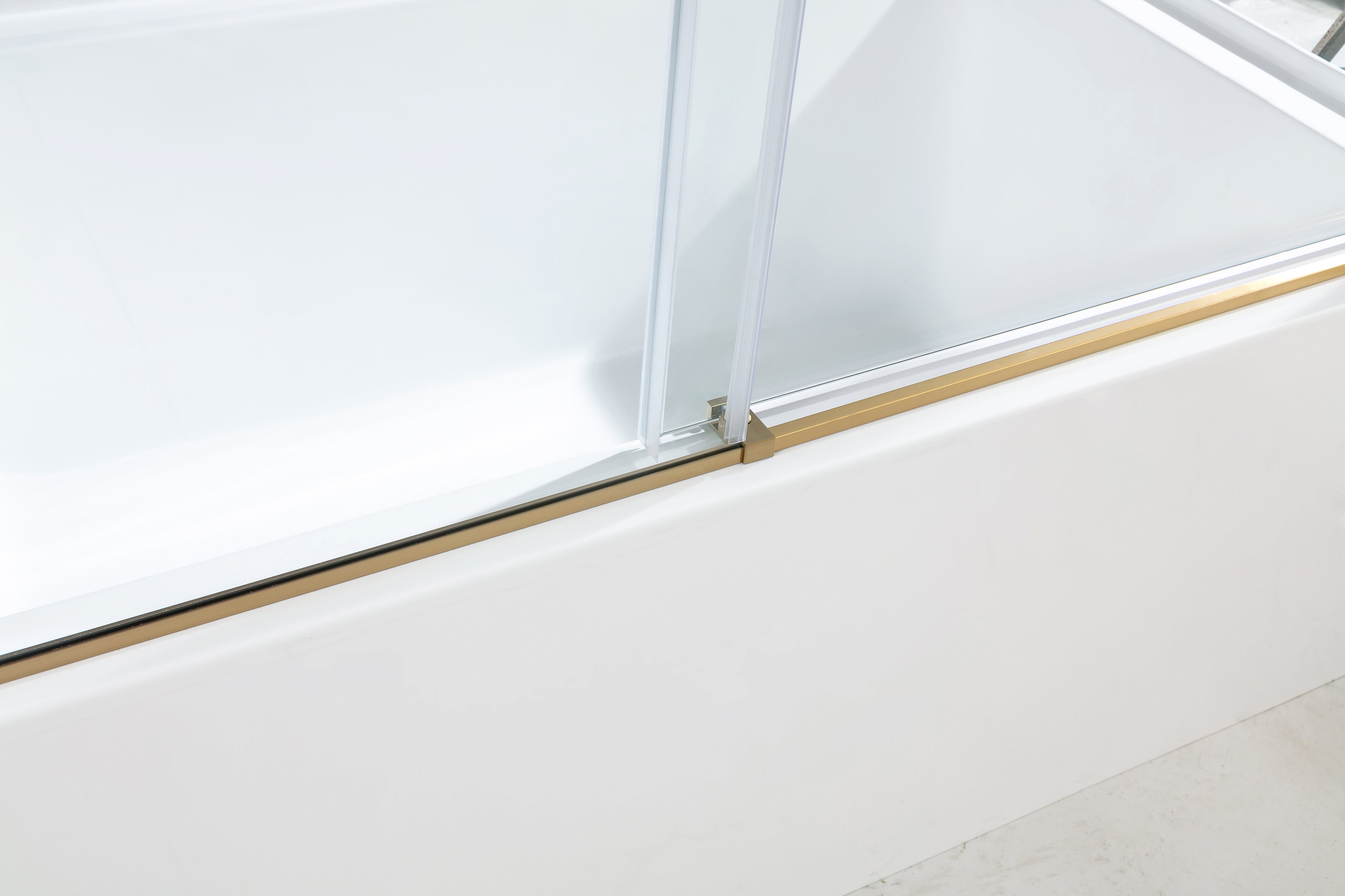 Kingston Brass KVTAP603216L7 60" Acrylic Rectangular 3-Wall Anti-Skid Alcove Tub Combo with Tub Door (Left Hand Drain), White/Brushed Brass