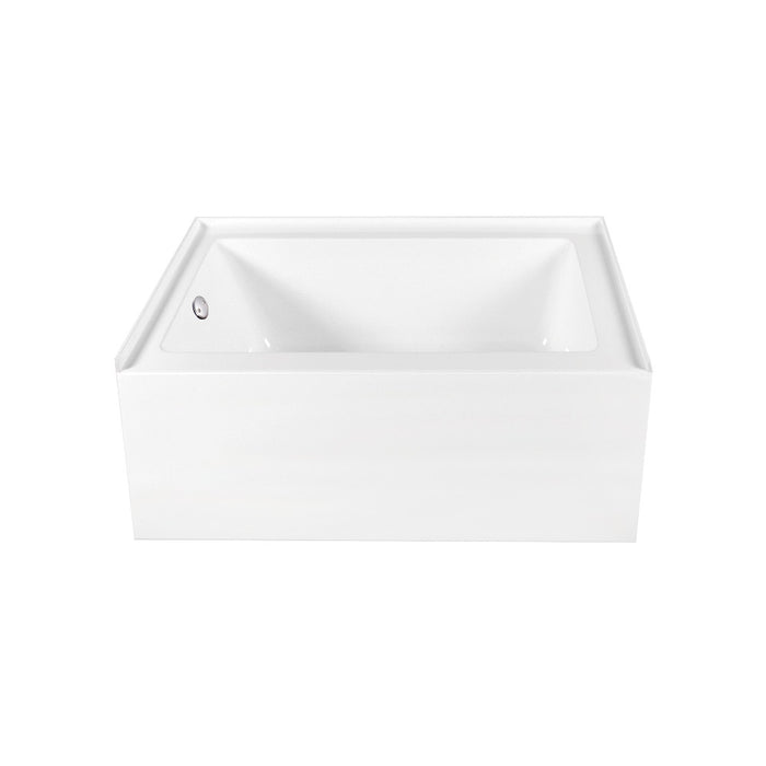 Aqua Eden CVTAP603222L8 60" Acrylic Rectangular 3-Wall Alcove Tub Combo with Waste and Overflow Drain (Left Hand Drain), Glossy White/Brushed Nickel