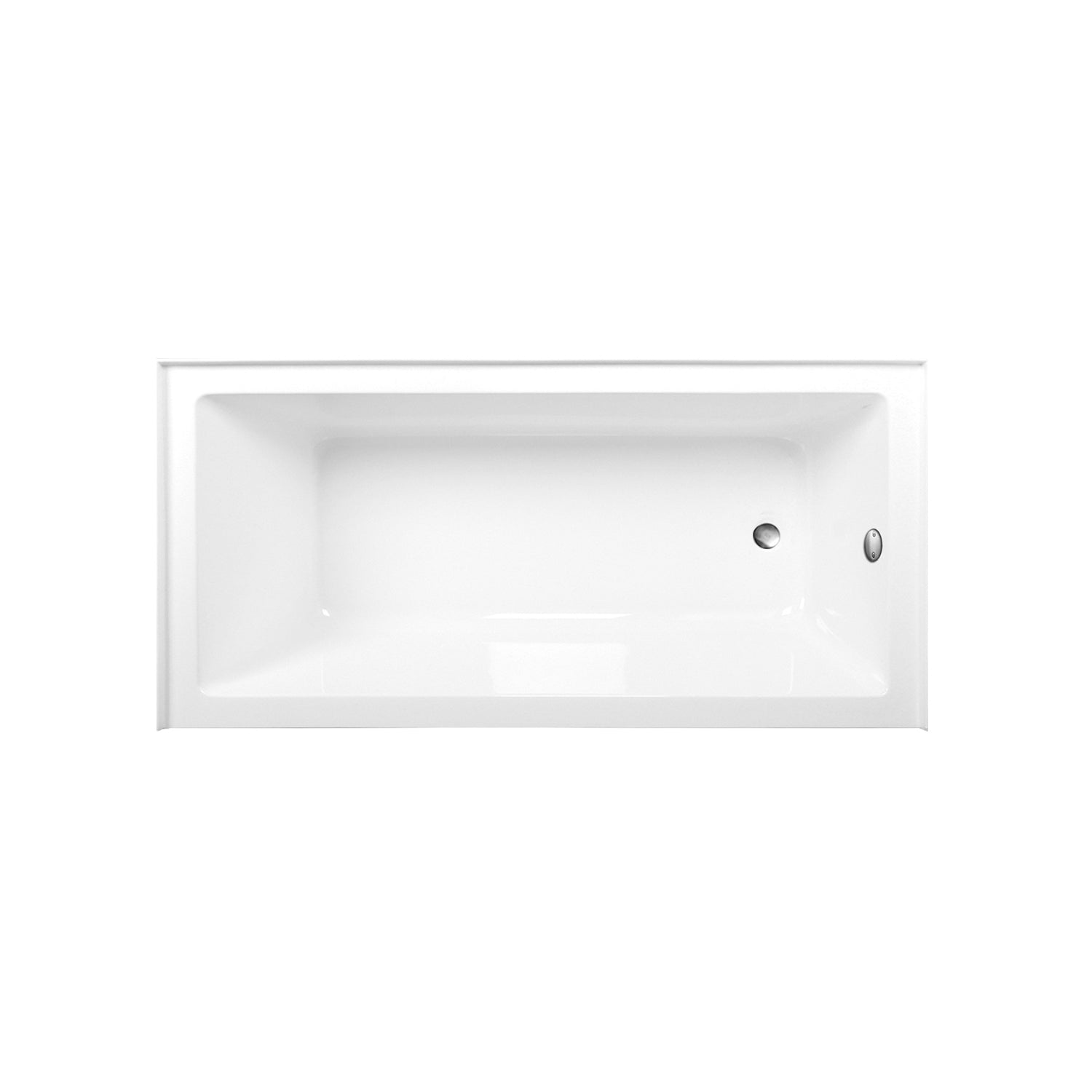 Aqua Eden CVTAP663222R8 66" Acrylic Rectangular 3-Wall Alcove Tub Combo with Waste and Overflow Drain (Right Hand Drain), Glossy White/Brushed Nickel
