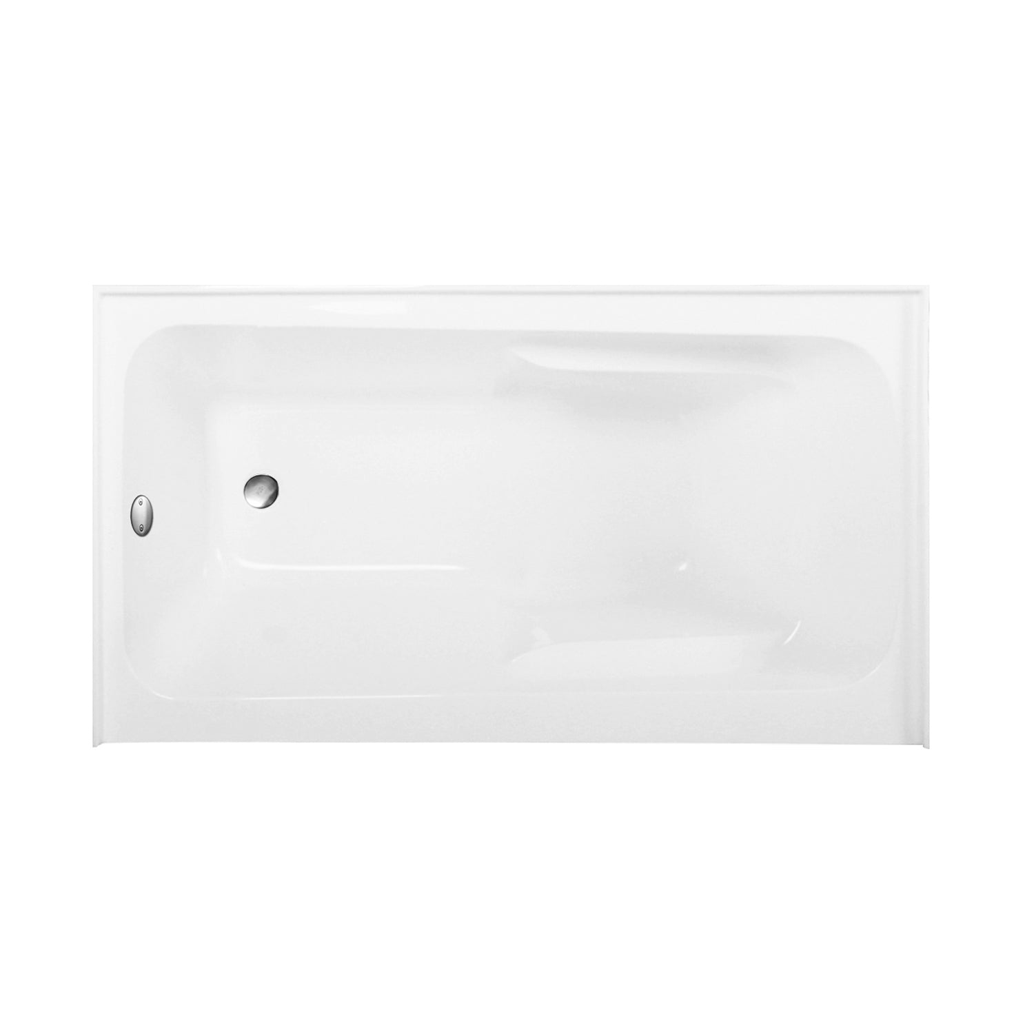 Aqua Eden CVTAP543023L8 54" Acrylic Rectangular 3-Wall Alcove Tub Combo with Armrests and Waste and Overflow Drain (Left Hand Drain), Glossy White/Brushed Nickel