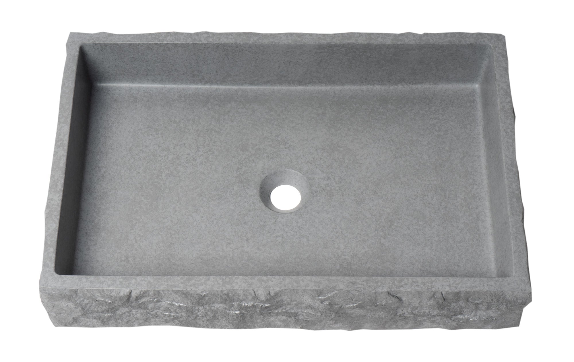 ALFI ABCO24R 24" Solid Concrete Chiseled Style Rectangular Above Mount Vessel Sink