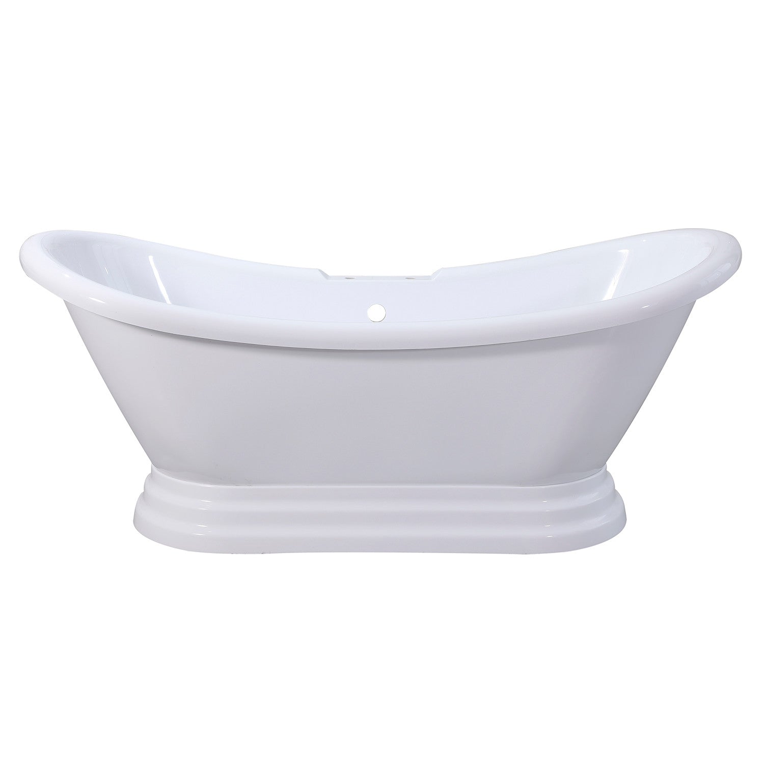 Aqua Eden VT7DS692828PBA 69" Acrylic Oval Double Slipper Pedestal Tub (7" Faucet Drillings), Glossy White