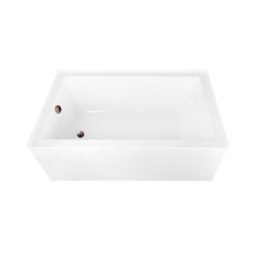 Aqua Eden CVTAP603622L5 60" Acrylic Rectangular 3-Wall Alcove Tub Combo with Waste and Overflow Drain (Left Hand Drain), Glossy White/Oil Rubbed Bronze