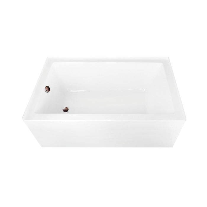 Aqua Eden CVTAP603622L5 60" Acrylic Rectangular 3-Wall Alcove Tub Combo with Left Drain, Glossy White/Oil Rubbed Bronze