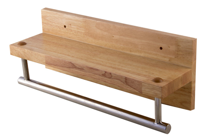 ALFI AB5511 16" Wooden Shelf with Chrome Towel Bar Bathroom Accessory